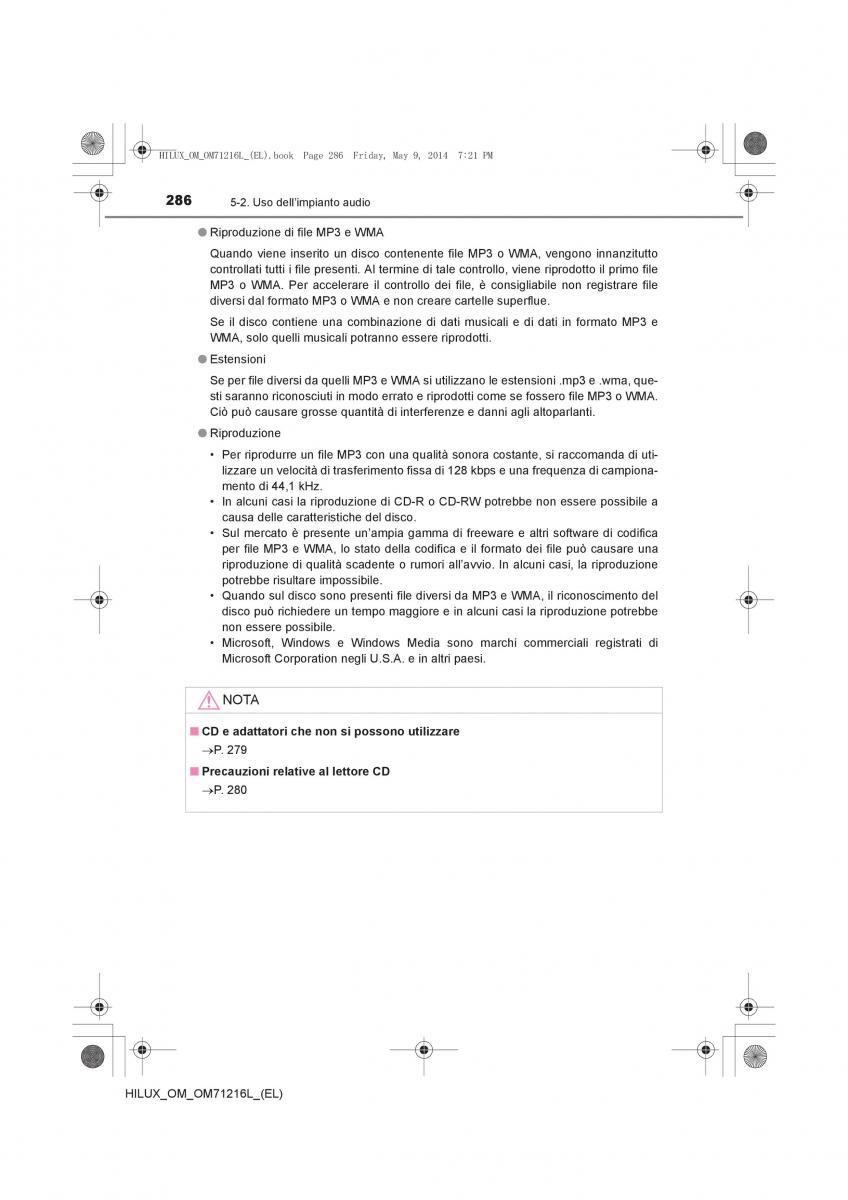 Toyota Hilux VII 7 manuale del proprietario / page 286