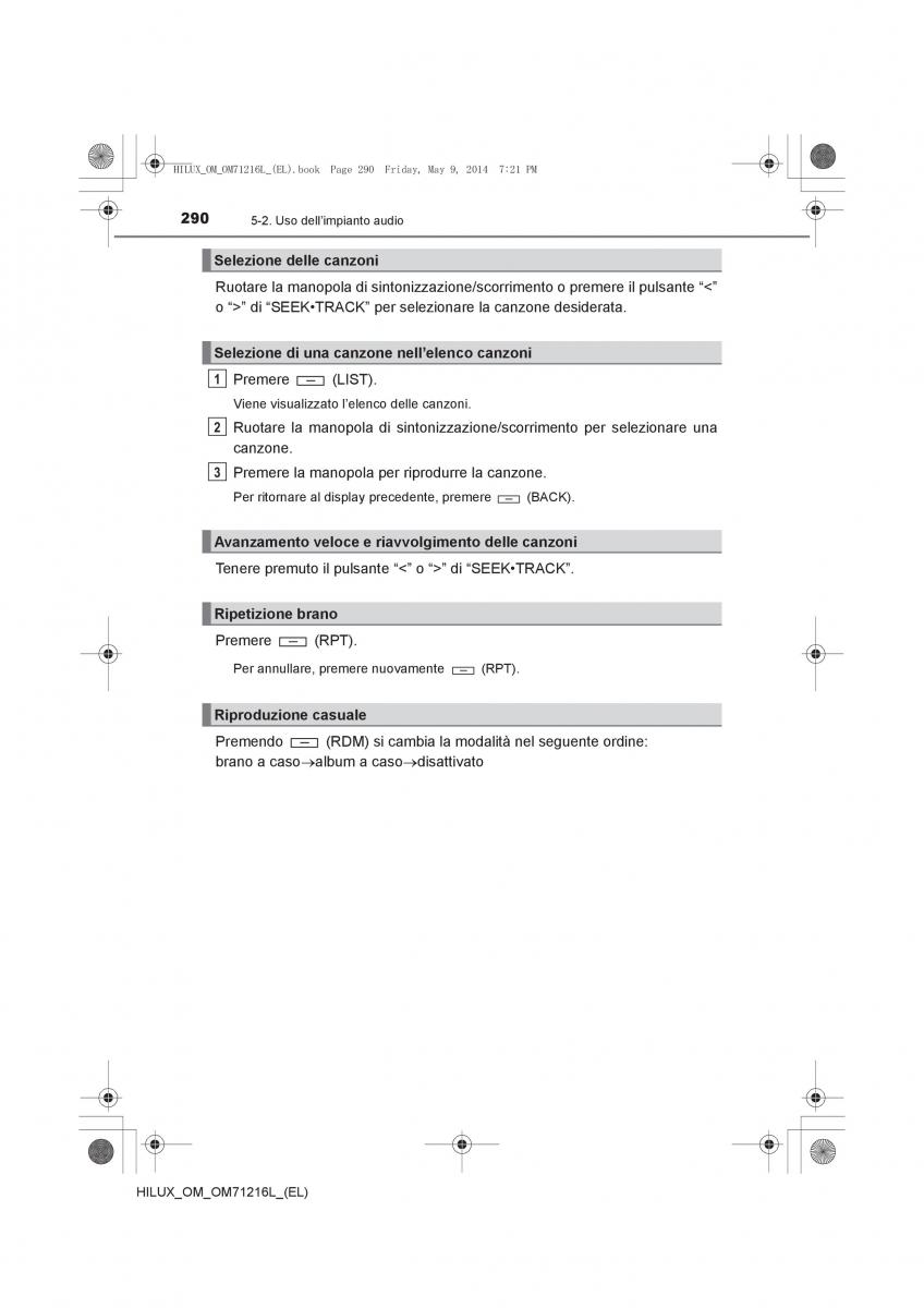 Toyota Hilux VII 7 manuale del proprietario / page 290