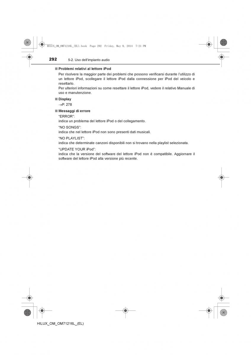 Toyota Hilux VII 7 manuale del proprietario / page 292