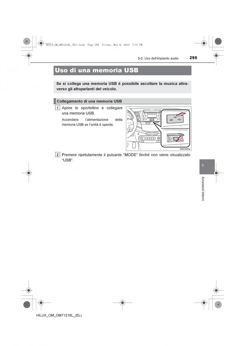 Toyota Hilux VII 7 manuale del proprietario / page 295