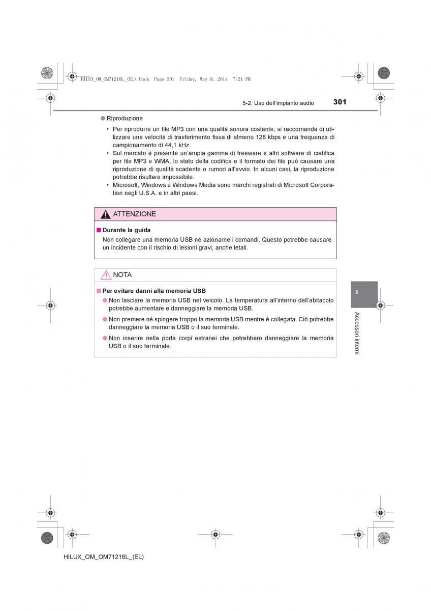 Toyota Hilux VII 7 manuale del proprietario / page 301