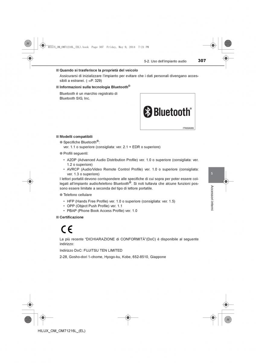 Toyota Hilux VII 7 manuale del proprietario / page 307