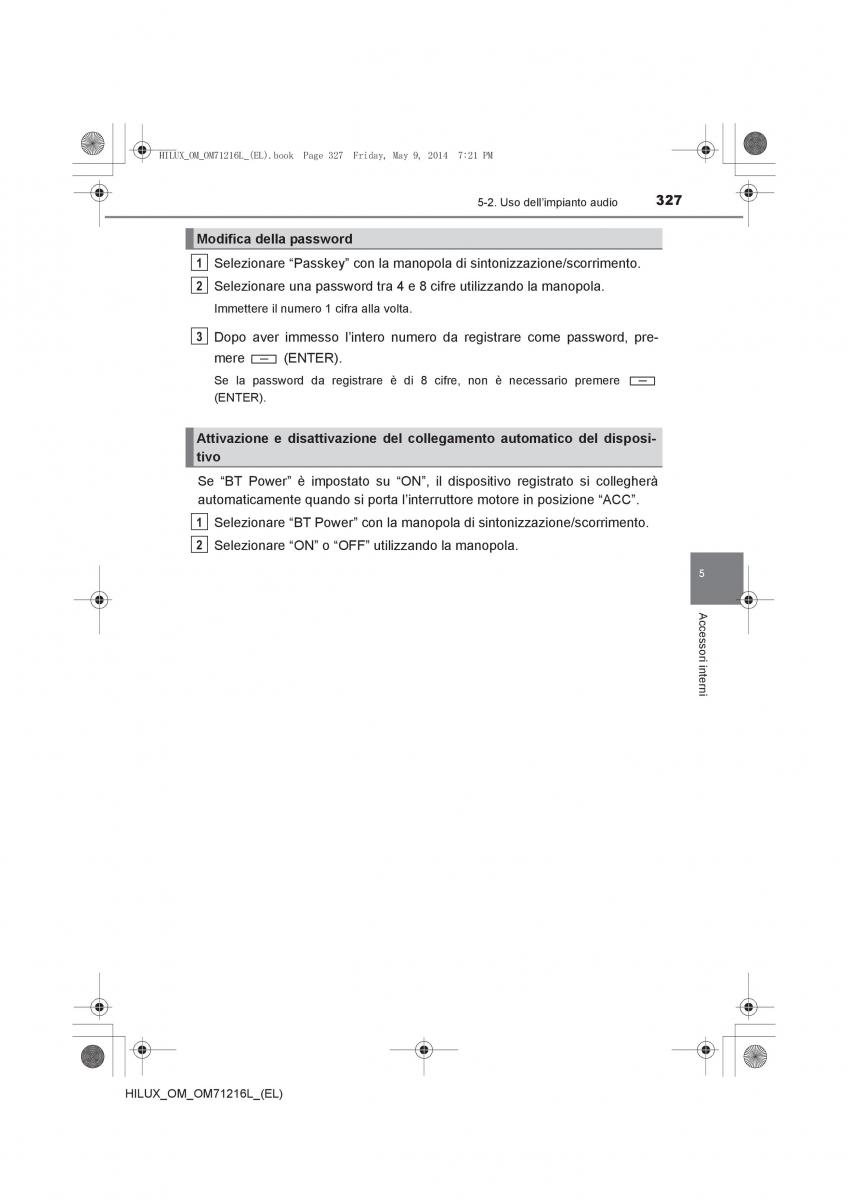 Toyota Hilux VII 7 manuale del proprietario / page 327