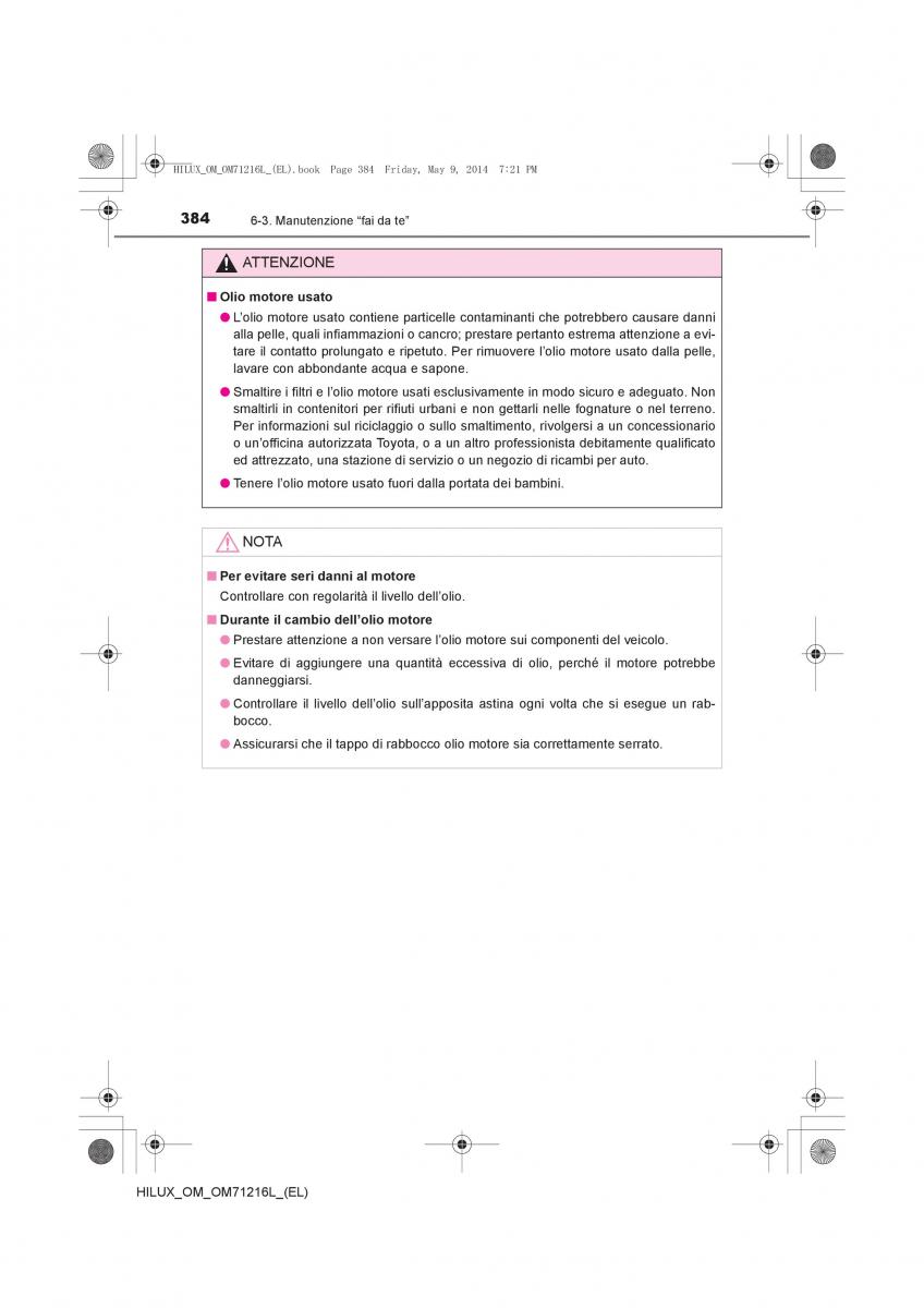 Toyota Hilux VII 7 manuale del proprietario / page 384