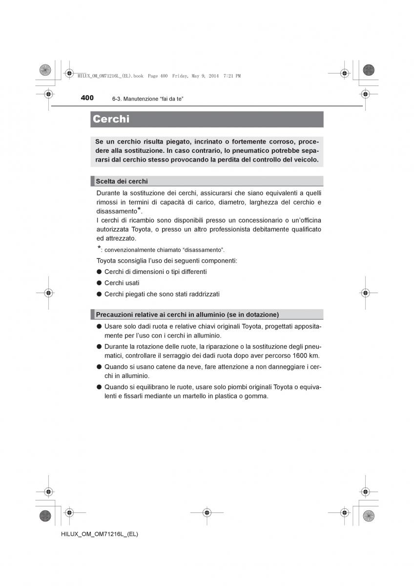 Toyota Hilux VII 7 manuale del proprietario / page 400