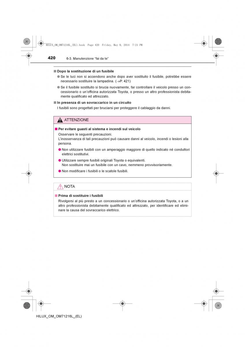 Toyota Hilux VII 7 manuale del proprietario / page 420