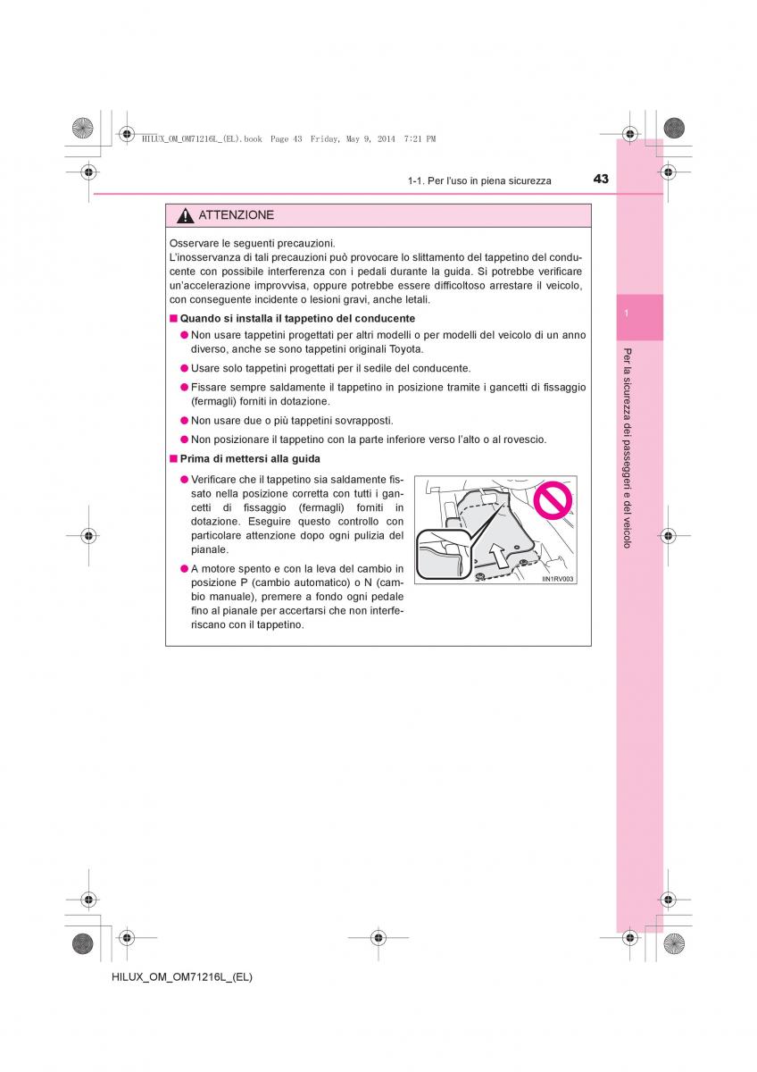 Toyota Hilux VII 7 manuale del proprietario / page 43