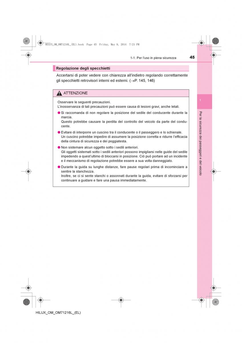 Toyota Hilux VII 7 manuale del proprietario / page 45