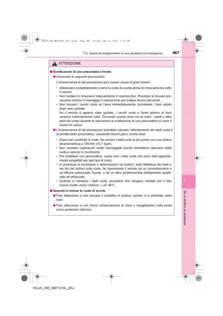 Toyota Hilux VII 7 manuale del proprietario / page 467