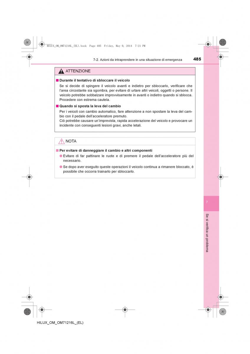 Toyota Hilux VII 7 manuale del proprietario / page 485