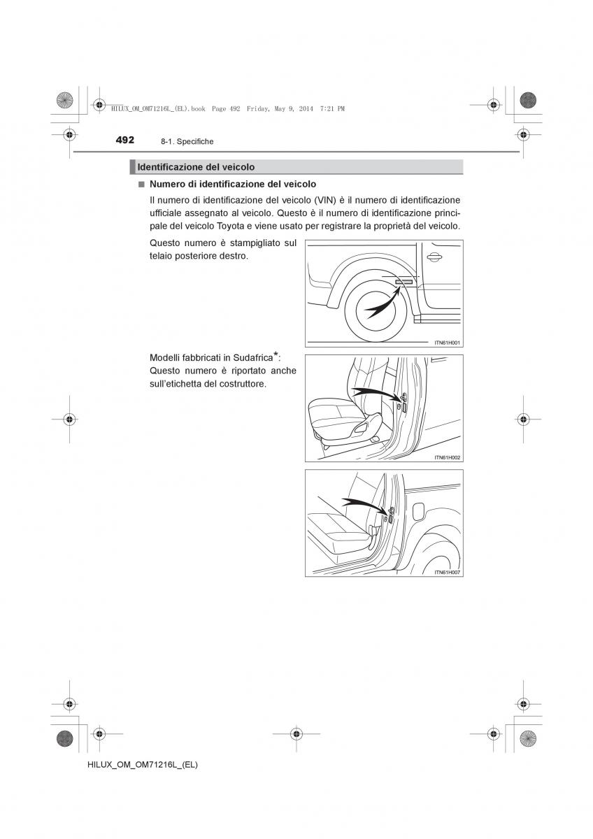 Toyota Hilux VII 7 manuale del proprietario / page 492