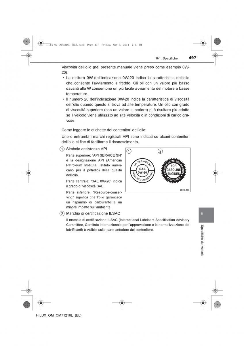 Toyota Hilux VII 7 manuale del proprietario / page 497