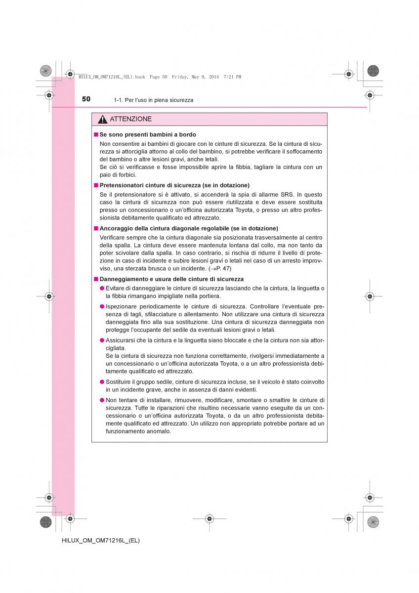 Toyota Hilux VII 7 manuale del proprietario / page 50