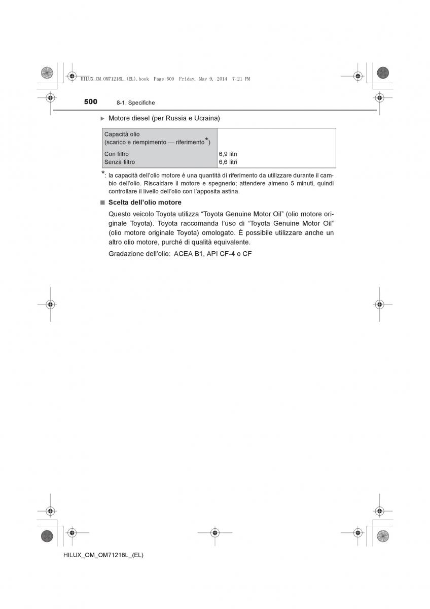 Toyota Hilux VII 7 manuale del proprietario / page 500