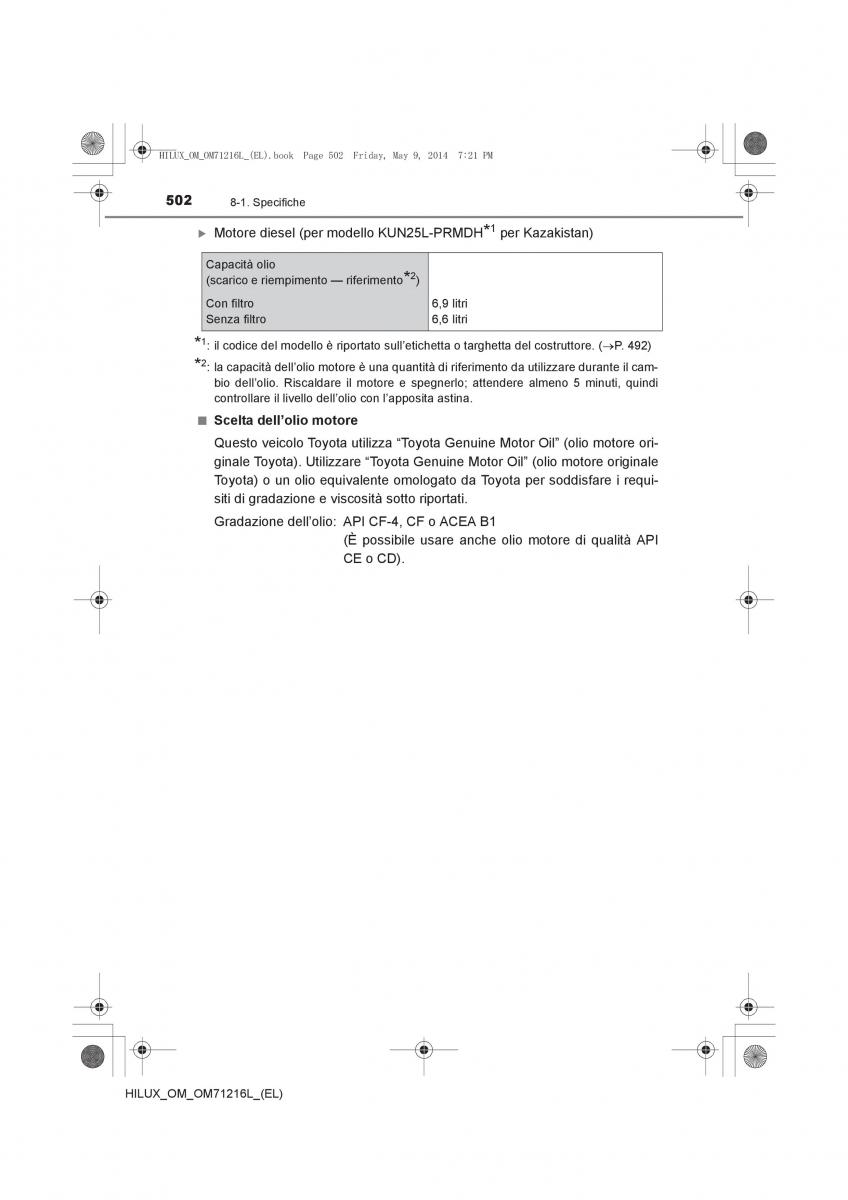 Toyota Hilux VII 7 manuale del proprietario / page 502