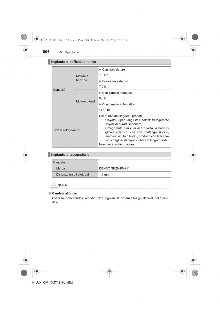 Toyota Hilux VII 7 manuale del proprietario / page 506