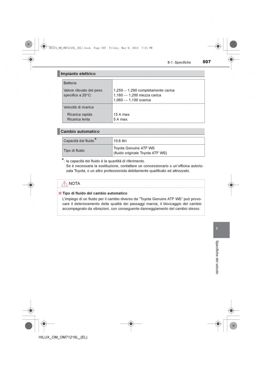 Toyota Hilux VII 7 manuale del proprietario / page 507