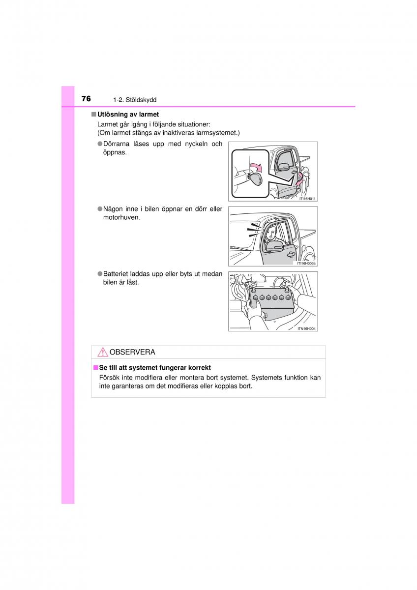 Toyota Hilux VII 7 instruktionsbok / page 76