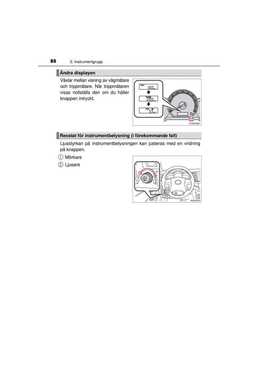 Toyota Hilux VII 7 instruktionsbok / page 86