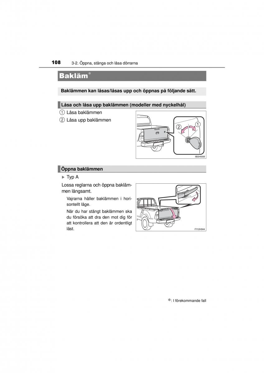 Toyota Hilux VII 7 instruktionsbok / page 108