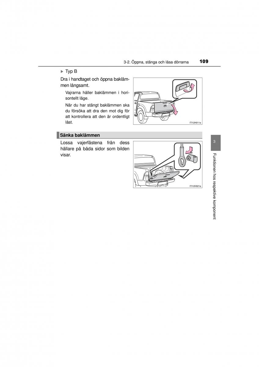 Toyota Hilux VII 7 instruktionsbok / page 109