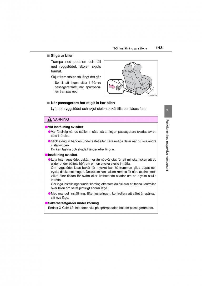 Toyota Hilux VII 7 instruktionsbok / page 113