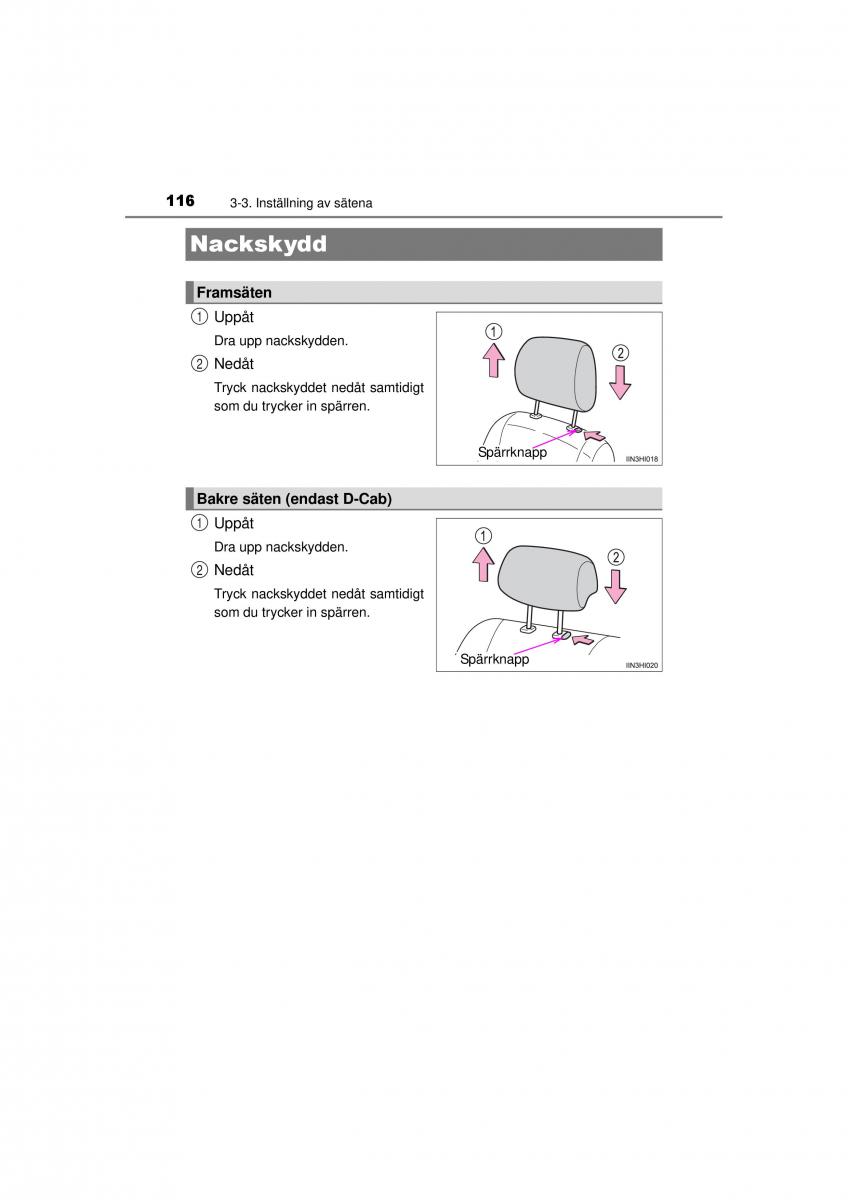 Toyota Hilux VII 7 instruktionsbok / page 116