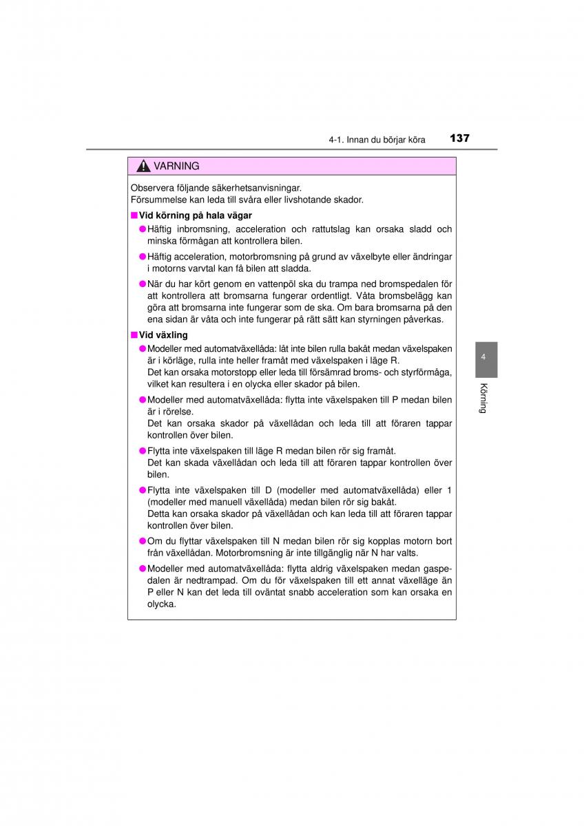 Toyota Hilux VII 7 instruktionsbok / page 137