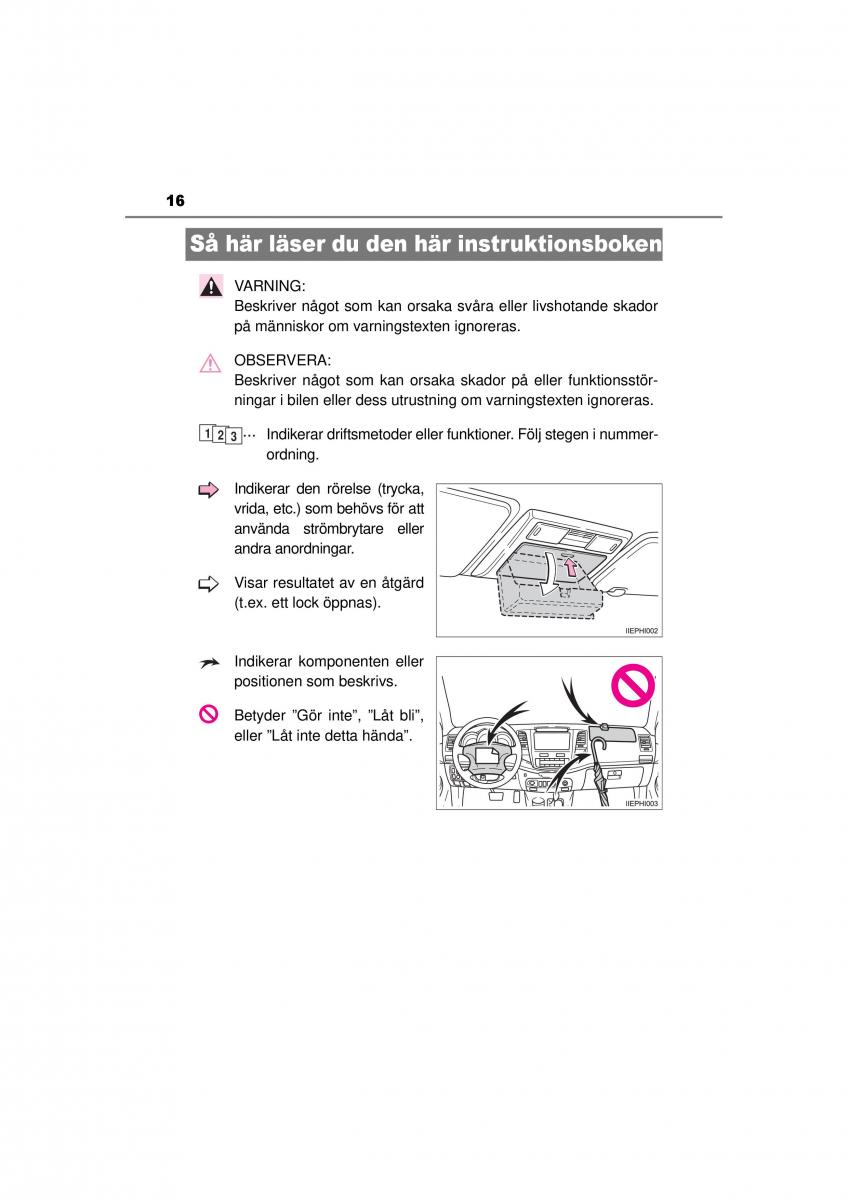 Toyota Hilux VII 7 instruktionsbok / page 16