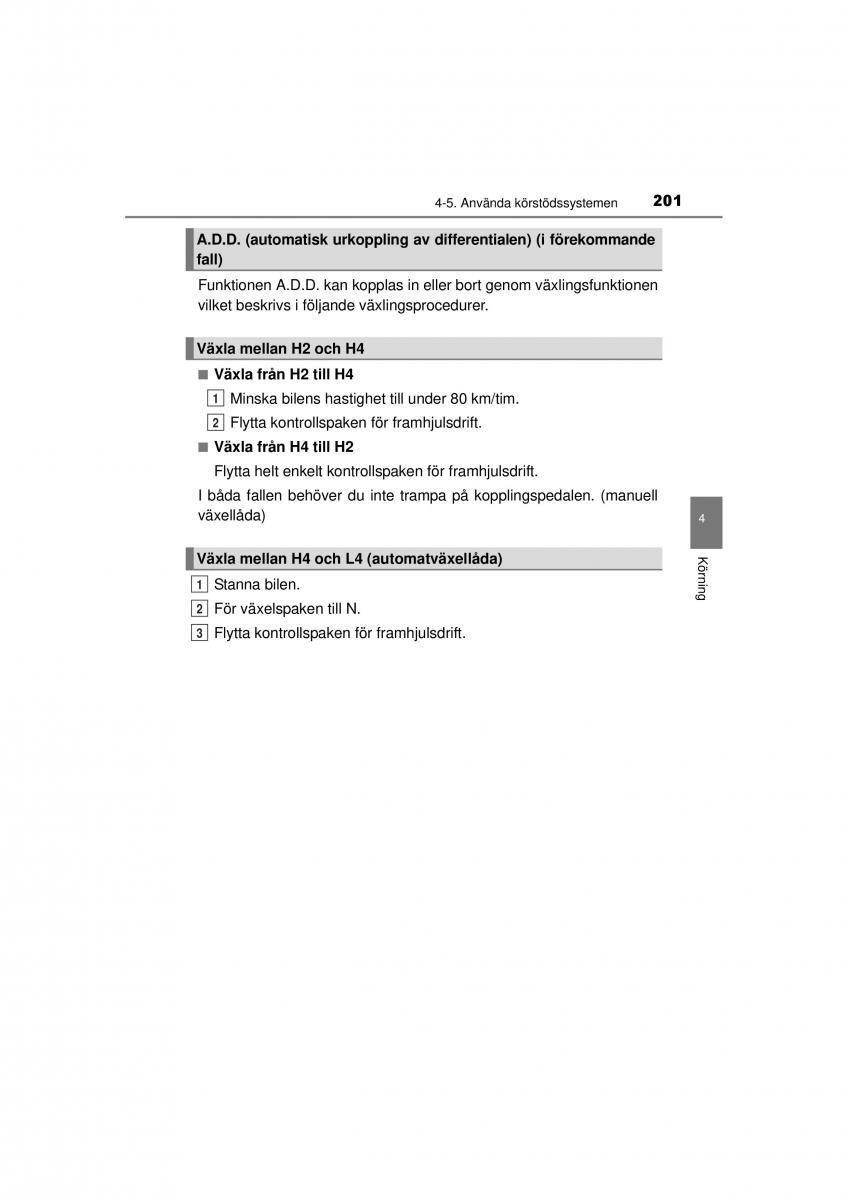 Toyota Hilux VII 7 instruktionsbok / page 201