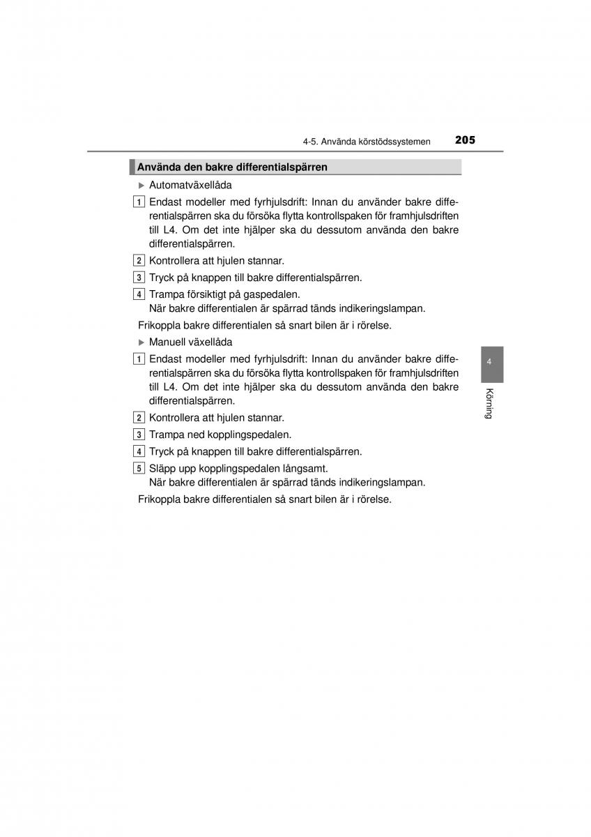 Toyota Hilux VII 7 instruktionsbok / page 205