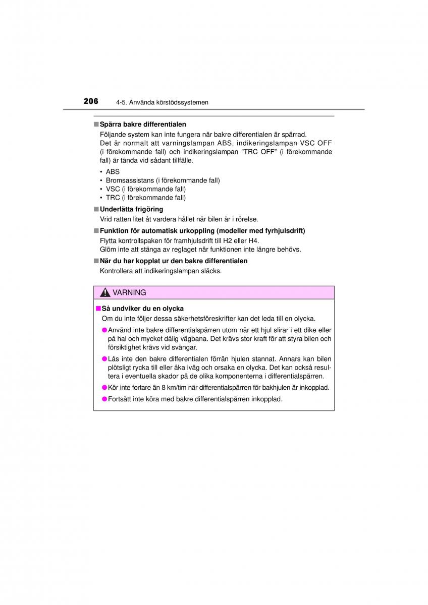 Toyota Hilux VII 7 instruktionsbok / page 206