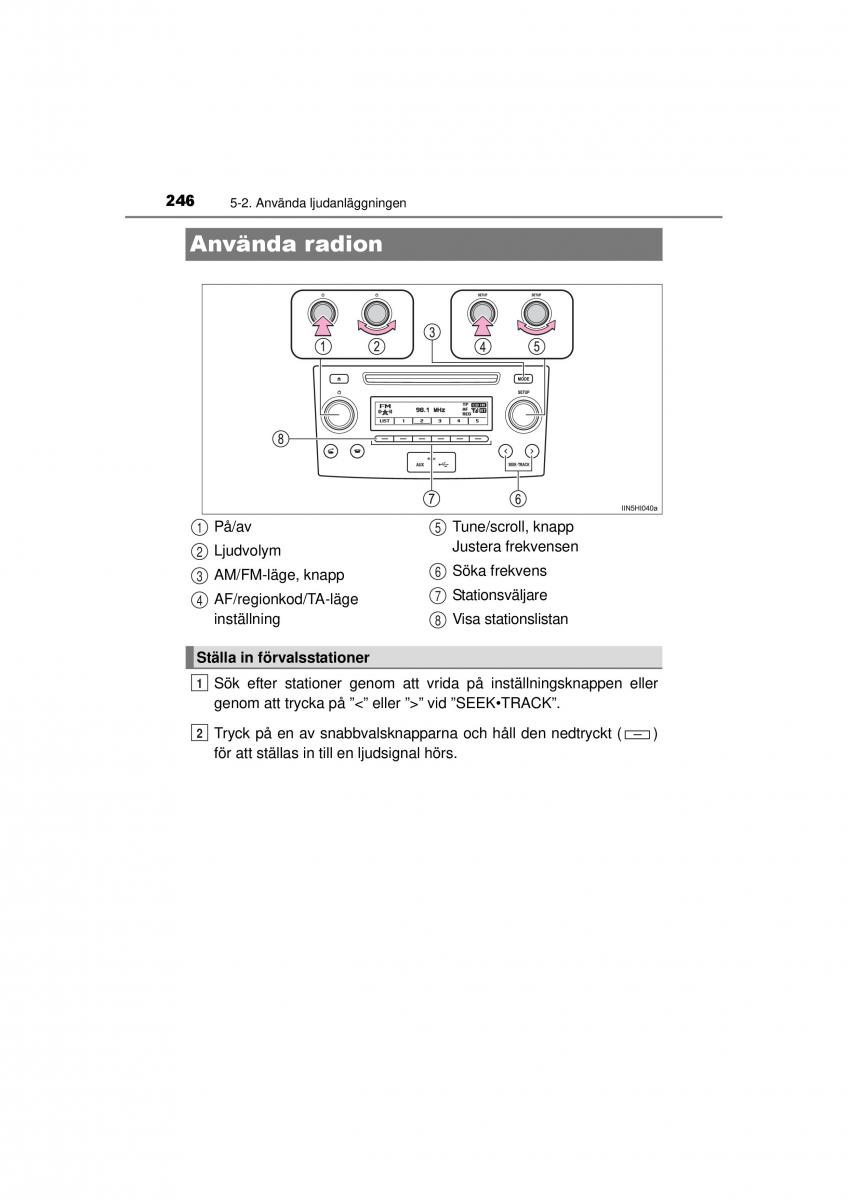 Toyota Hilux VII 7 instruktionsbok / page 246