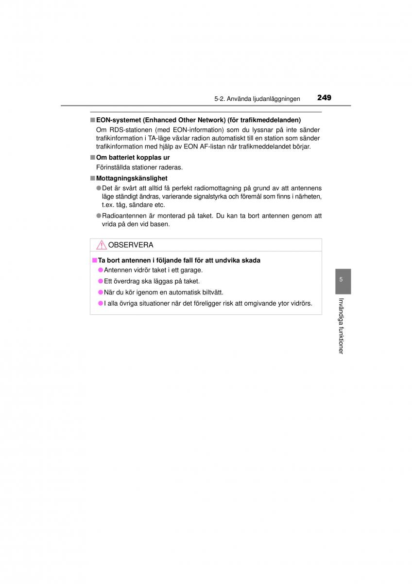 Toyota Hilux VII 7 instruktionsbok / page 249