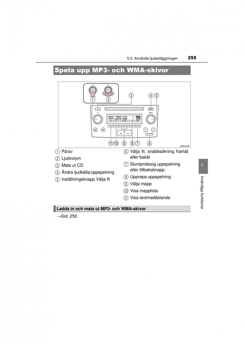 Toyota Hilux VII 7 instruktionsbok / page 255