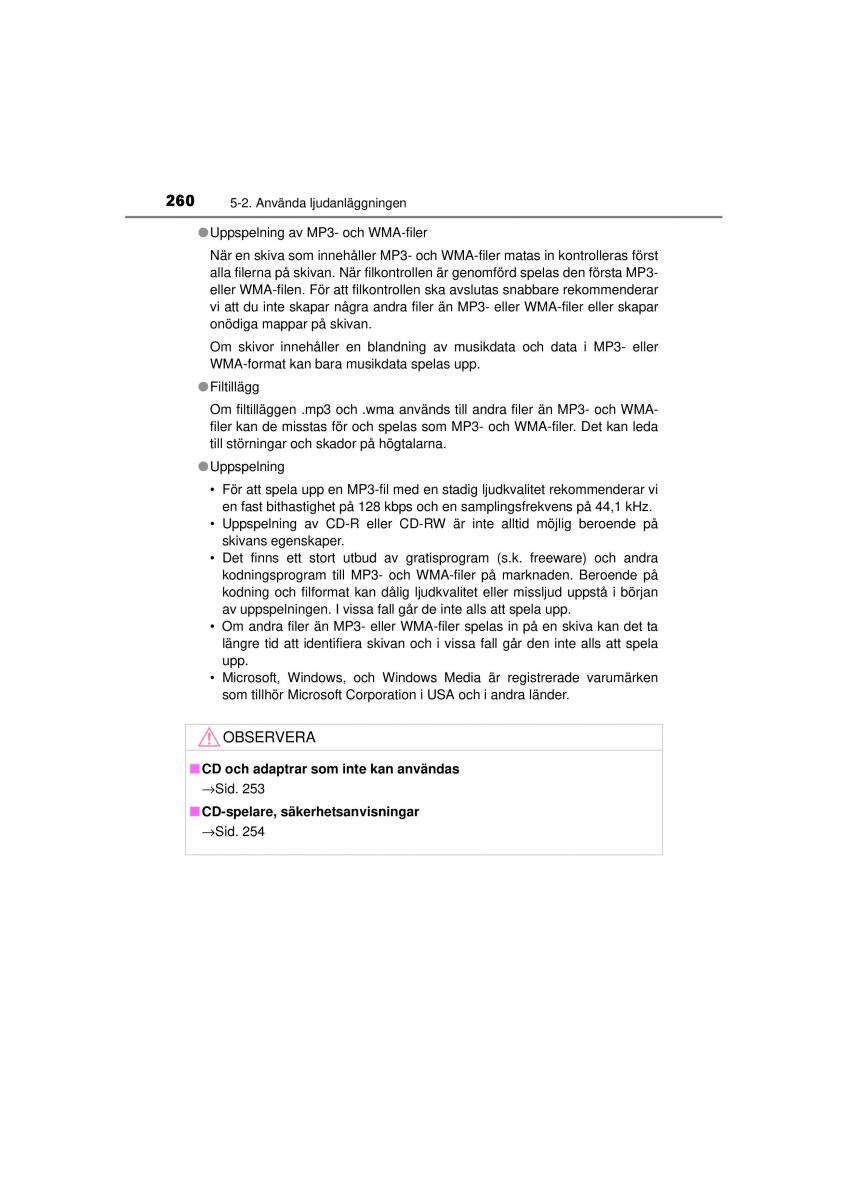 Toyota Hilux VII 7 instruktionsbok / page 260