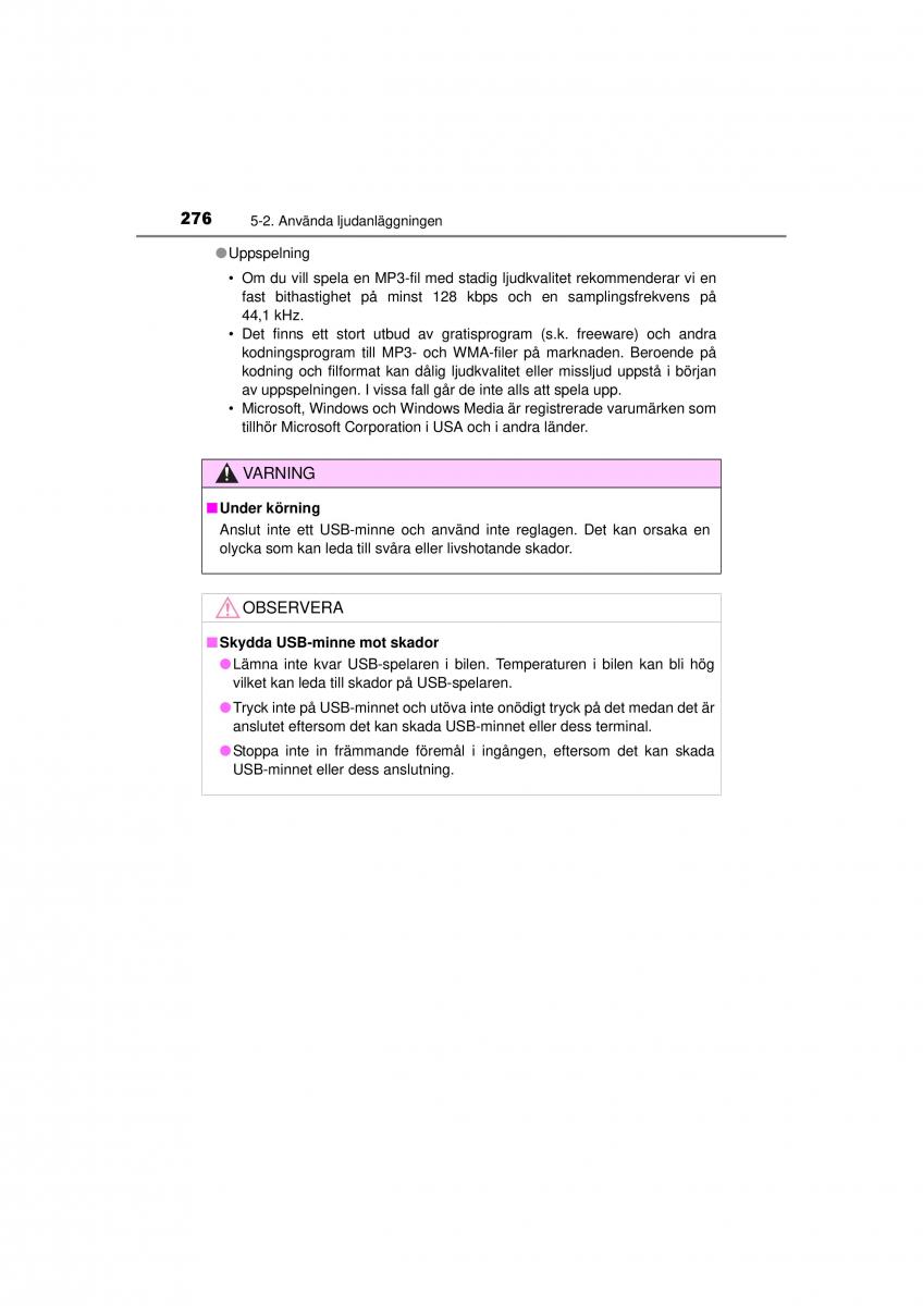 Toyota Hilux VII 7 instruktionsbok / page 276