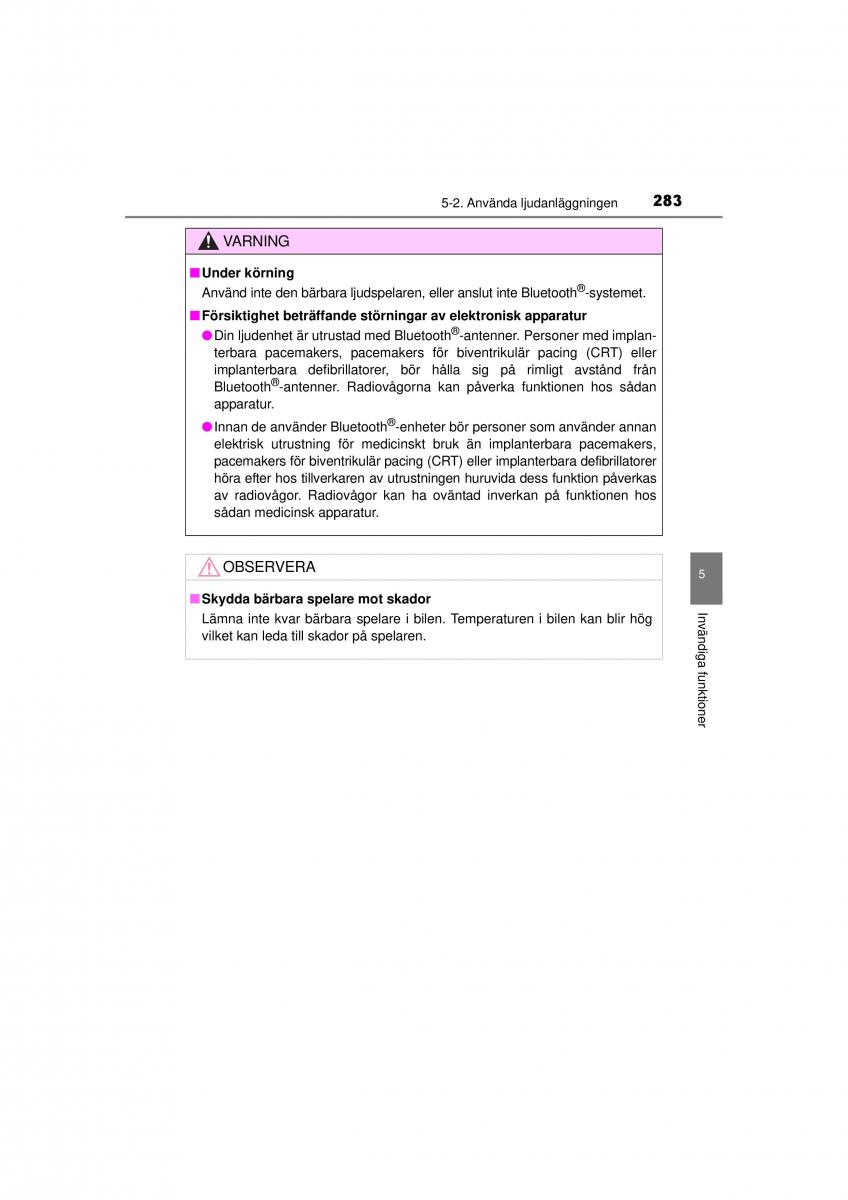 Toyota Hilux VII 7 instruktionsbok / page 283