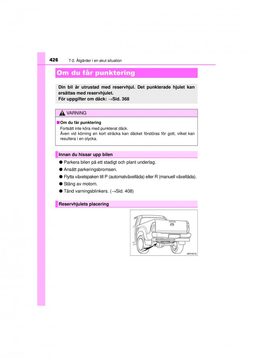 Toyota Hilux VII 7 instruktionsbok / page 426