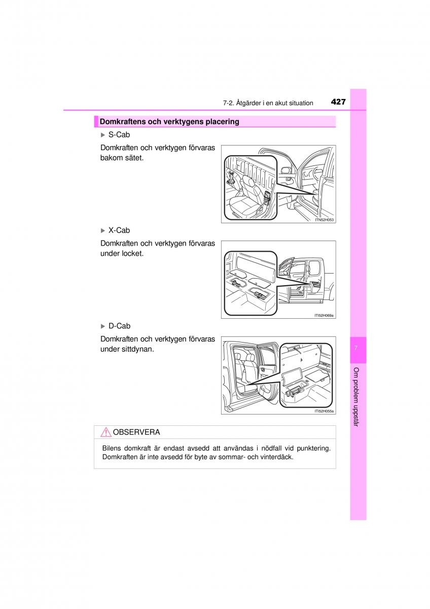 Toyota Hilux VII 7 instruktionsbok / page 427