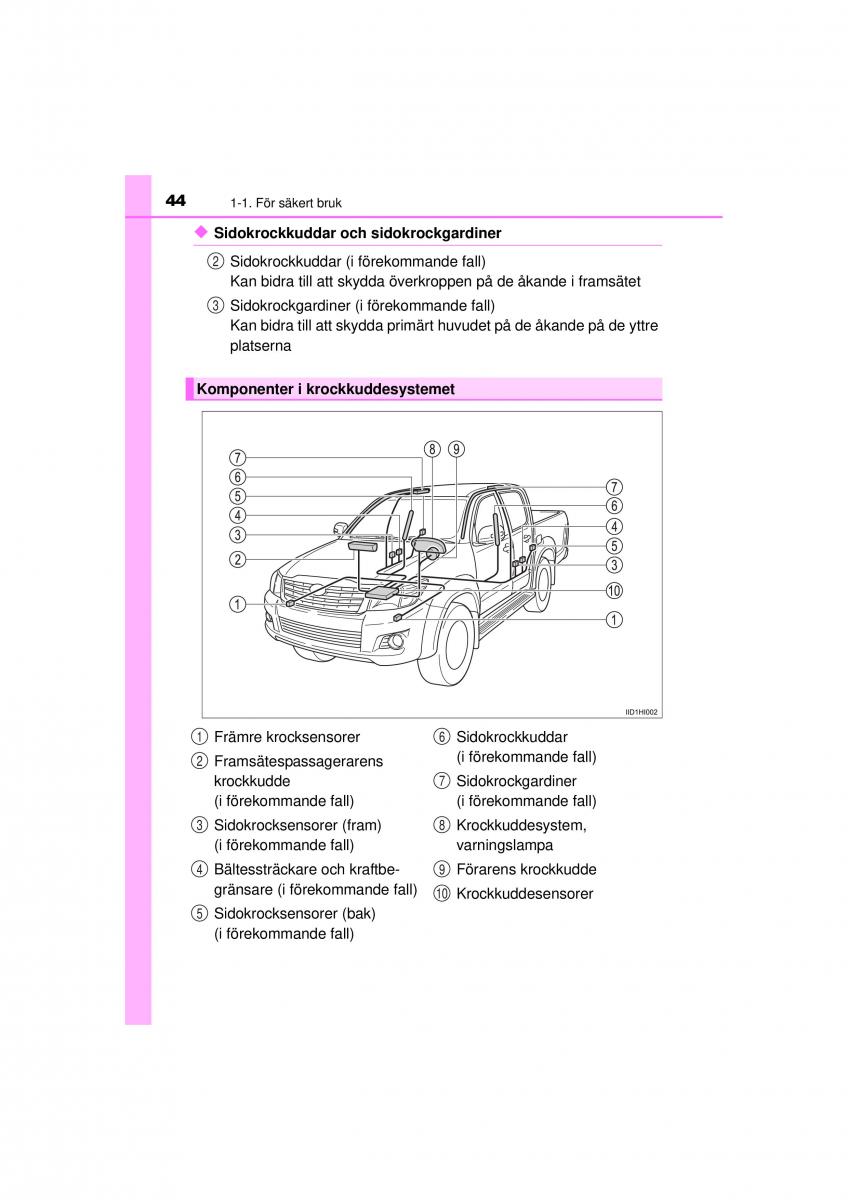 Toyota Hilux VII 7 instruktionsbok / page 44