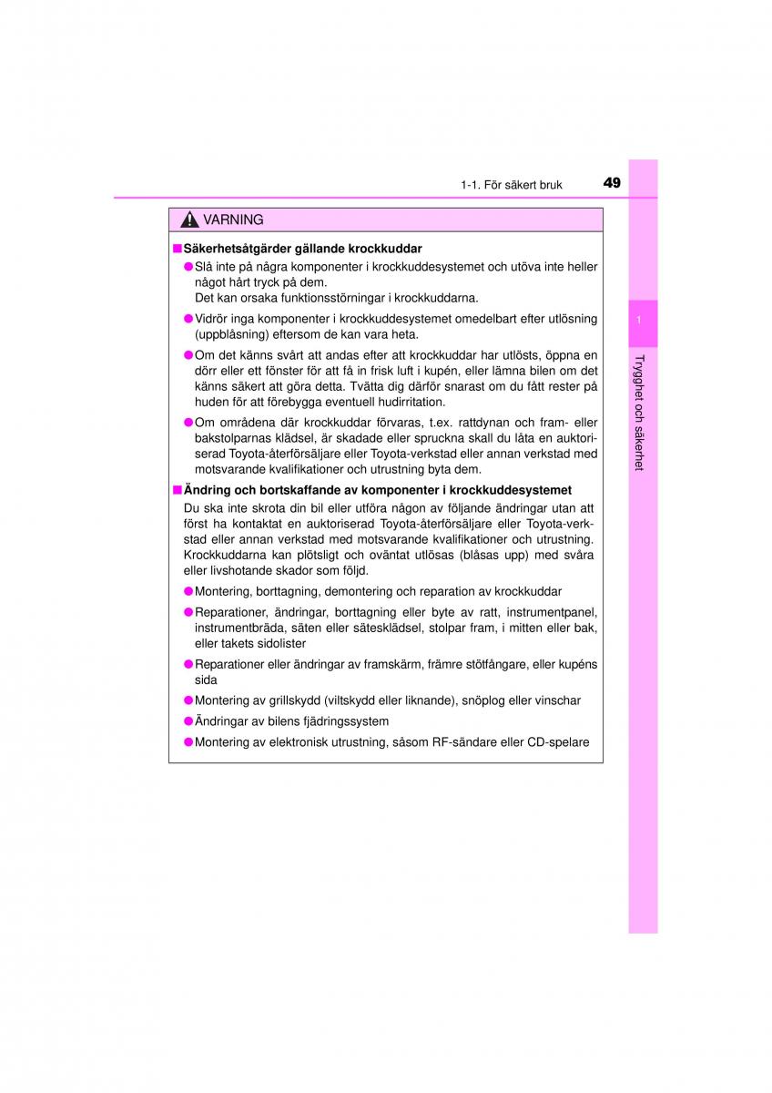 Toyota Hilux VII 7 instruktionsbok / page 49