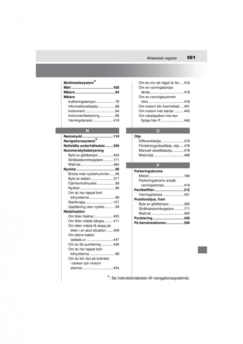 Toyota Hilux VII 7 instruktionsbok / page 501