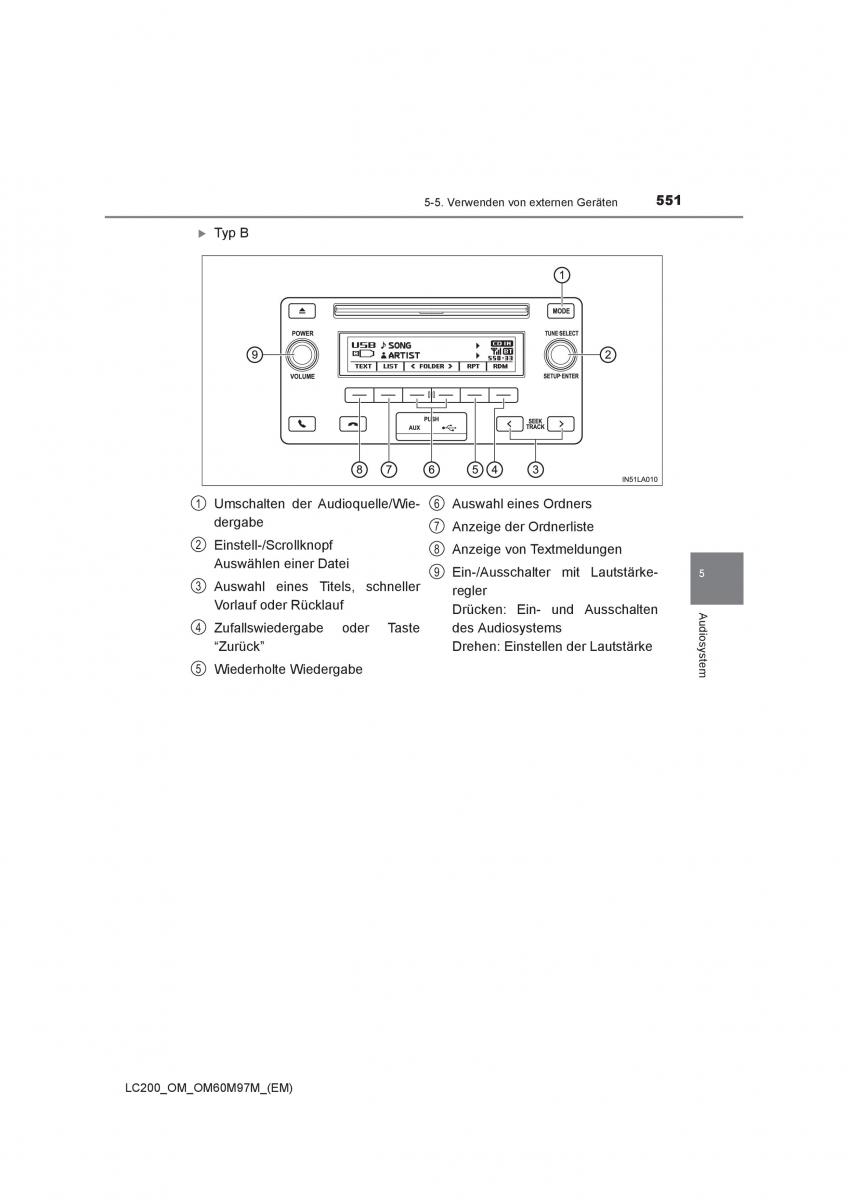 Toyota Land Cruiser J200 Handbuch / page 551