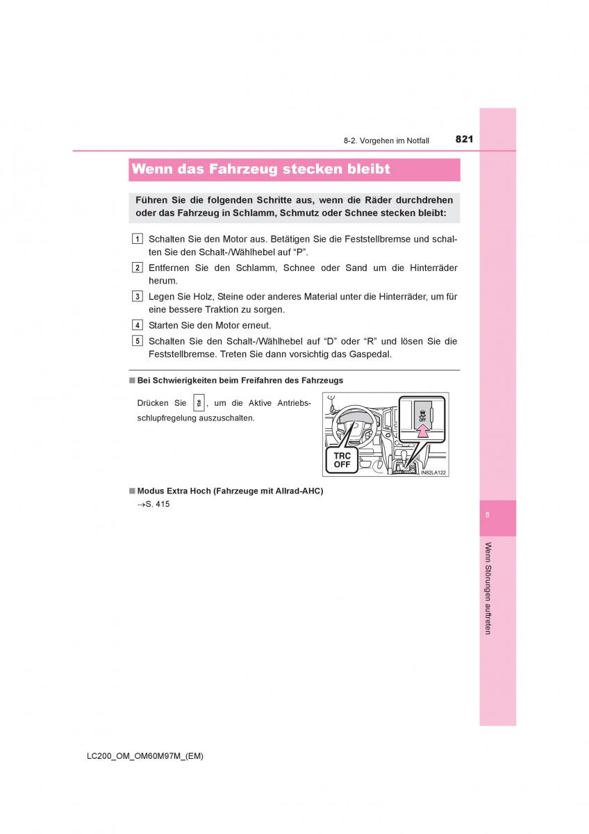 Toyota Land Cruiser J200 Handbuch / page 821