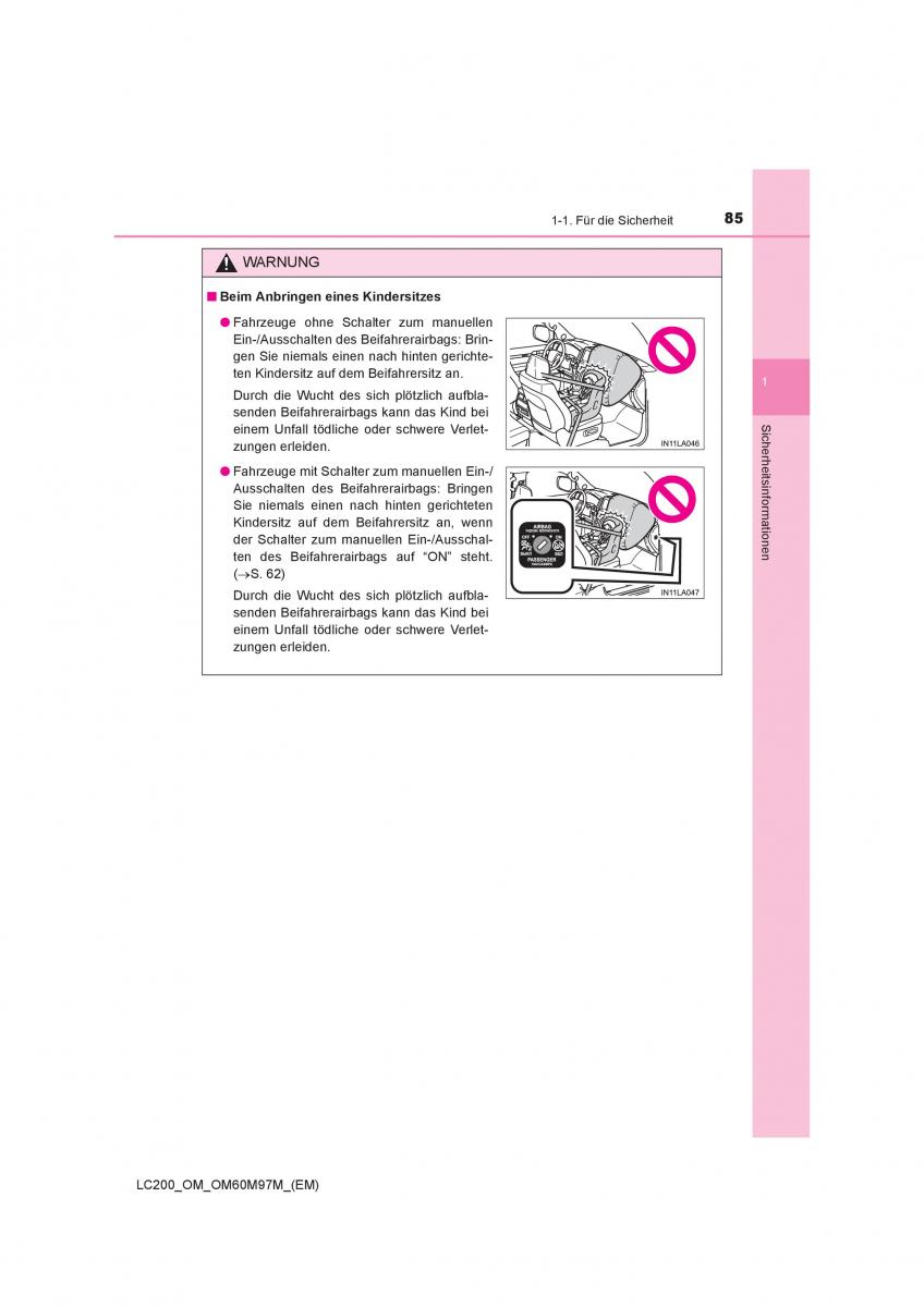 Toyota Land Cruiser J200 Handbuch / page 85