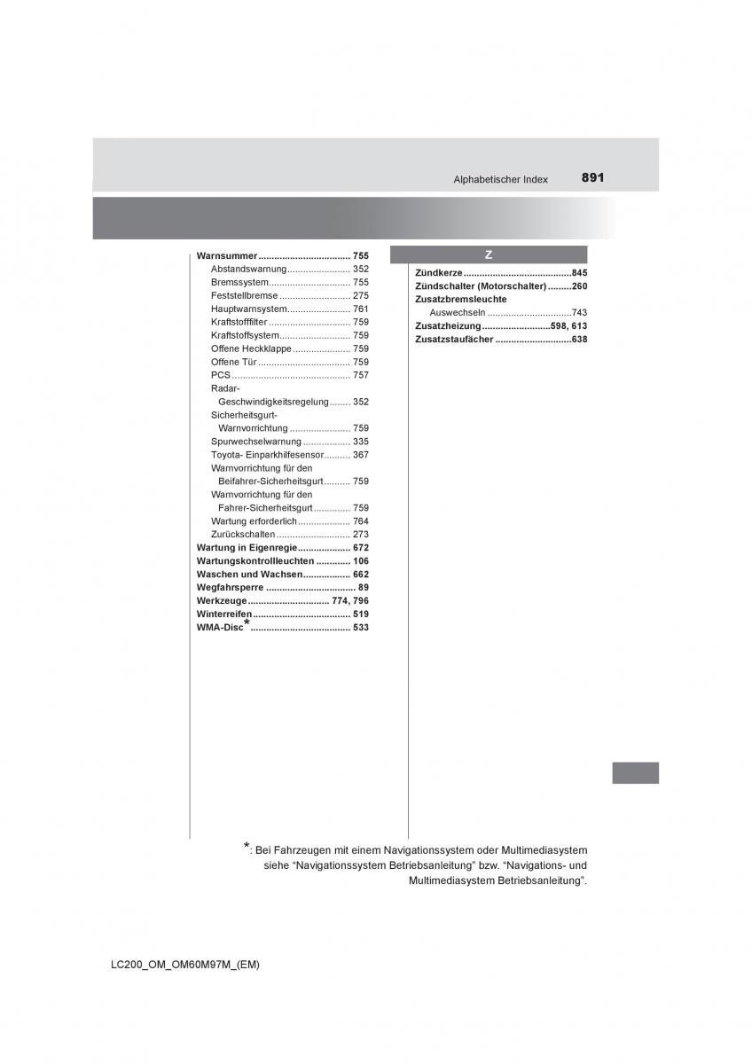 Toyota Land Cruiser J200 Handbuch / page 891