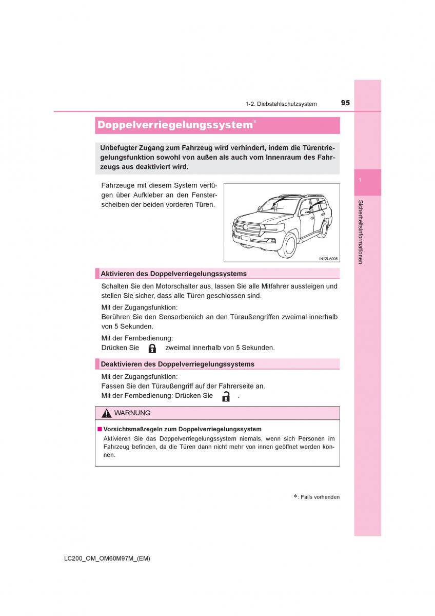 Toyota Land Cruiser J200 Handbuch / page 95