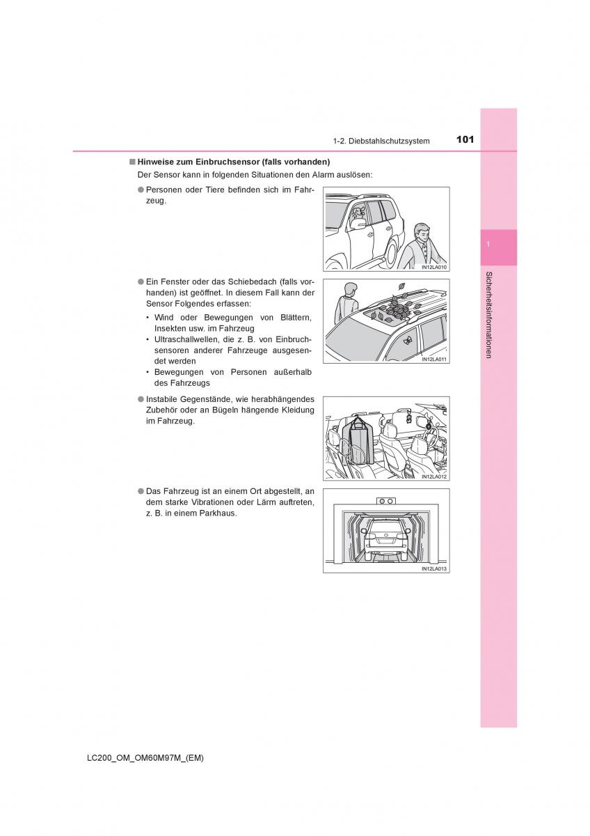 Toyota Land Cruiser J200 Handbuch / page 101