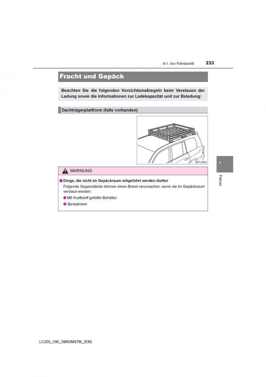 Toyota Land Cruiser J200 Handbuch / page 233